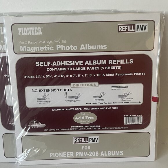 5 Pioneer Magnetic Photo Albums Self Adhesive Refills 5 Sheets for Style PMV-206 - Picture 2 of 5